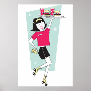 Roller Skates Waitress Poster