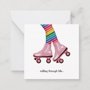 Roller skates with rainbow socks card