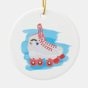 Roller Skates with Watercolor Splash Ceramic Ornament
