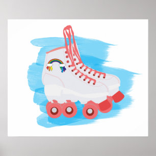 Roller Skates with Watercolor Splash Poster