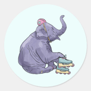 roller skating animal classic round sticker