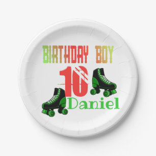 Roller Skating Birthday Boy Family Matching  Paper Plate