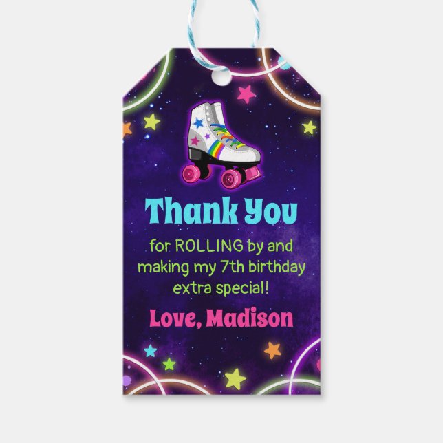 Roller Skating Birthday Favour Tag (Front)