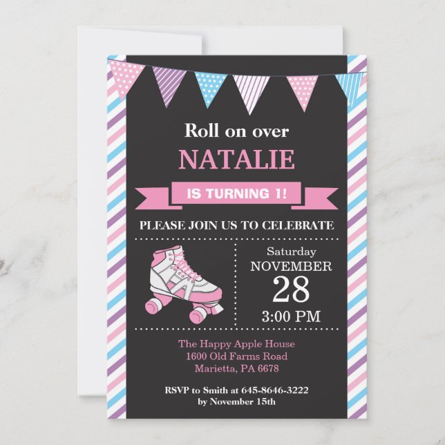 Roller Skating Birthday Invitation Birthday Party (Front)
