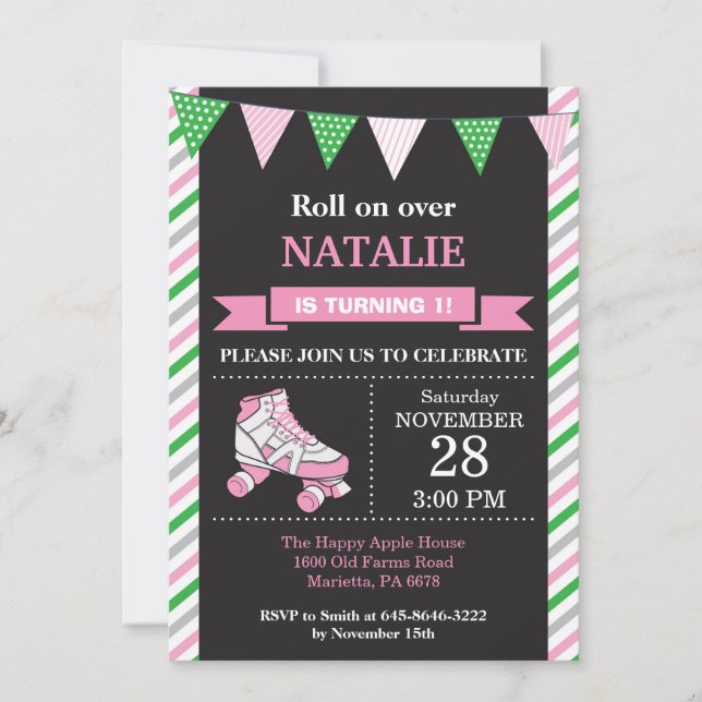 Roller Skating Birthday Invitation Birthday Party (Front)