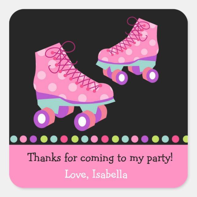 Roller Skating Birthday Party Favour Stickers Labe (Front)