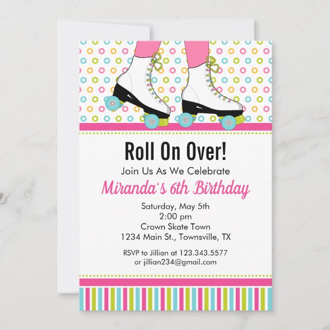 Roller Skating Birthday Party Invitation (Front)