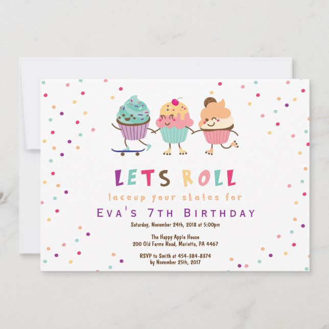 Roller skating birthday party invitation (Front)