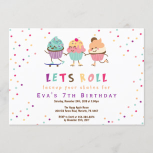Roller skating birthday party invitation