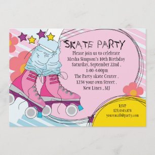 Roller Skating birthday party invitation