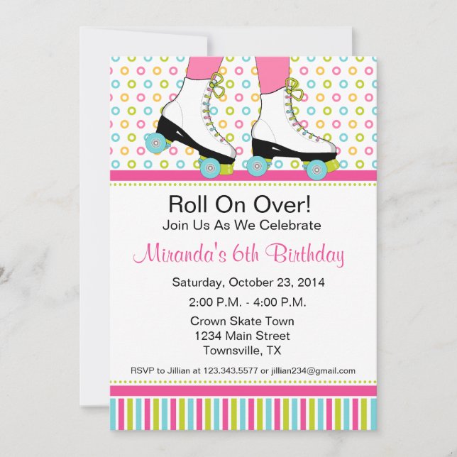 Roller Skating Birthday Party Invitation (Front)