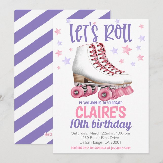 Roller Skating Birthday Party Invitation (Front/Back)