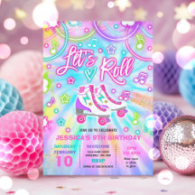 Roller Skating Birthday Party Tie Dye Glow Skating