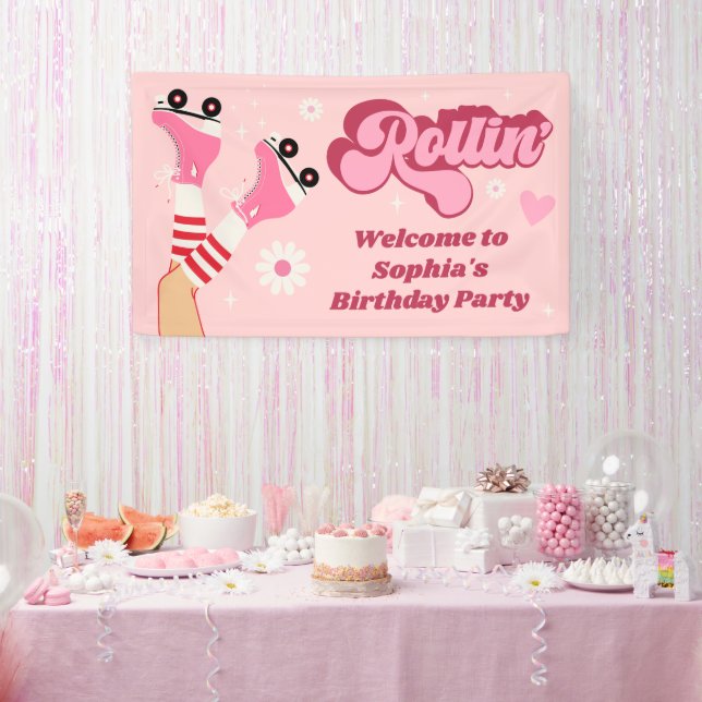 Roller Skating Birthday Party Vinyl Banner (Party)