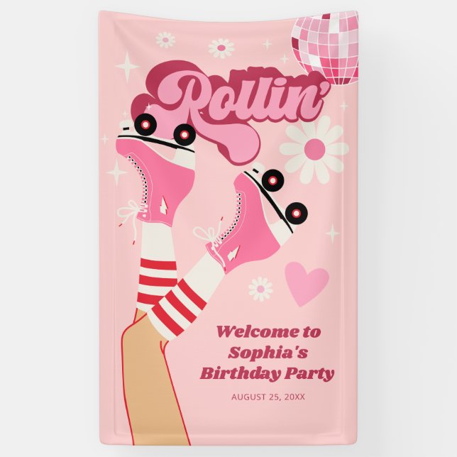 Roller Skating Birthday Party Vinyl Banner (Vertical)