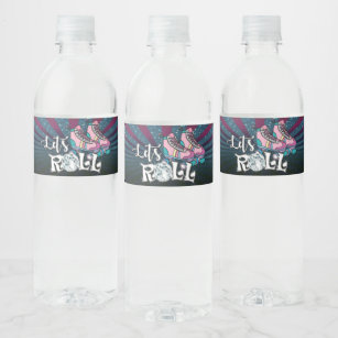 Roller Skating Birthday Water Bottle Label