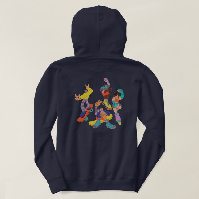"Roller Skating Club" Cartoon Skaters Sweatshirt (Design Back)