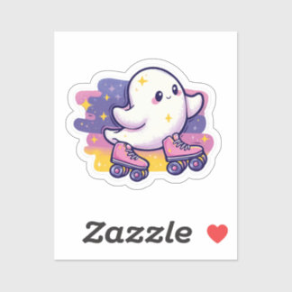 Roller Skating Ghost Sticker – Fun Cartoon Ghost