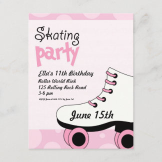 Roller Skating Girls Birthday Party Invite