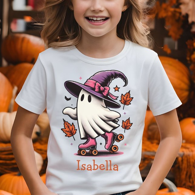 Roller Skating Halloween Cute Ghost Personalized  T-Shirt (Creator Uploaded)