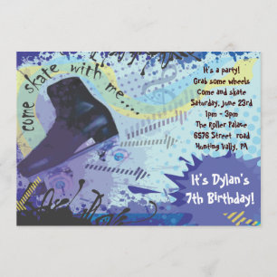 Roller Skating Invitation Happy Birthday Party