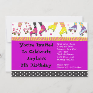 Roller Skating Invitation Happy Birthday Party
