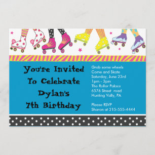 Roller Skating Invitation Happy Birthday Party