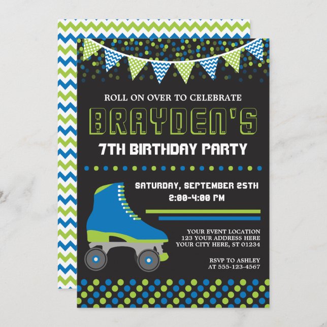 Roller Skating Invitation | Roller Skate Birthday (Front/Back)
