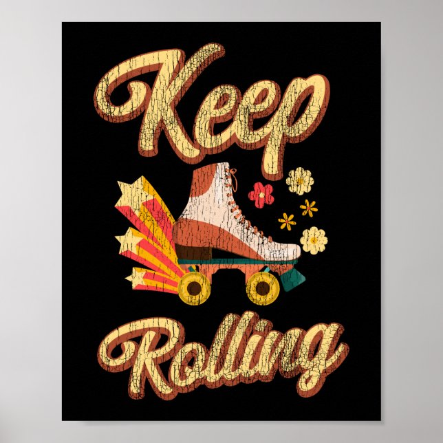 Roller Skating Keep Rolling 1970S Retro Vintage Poster (Front)