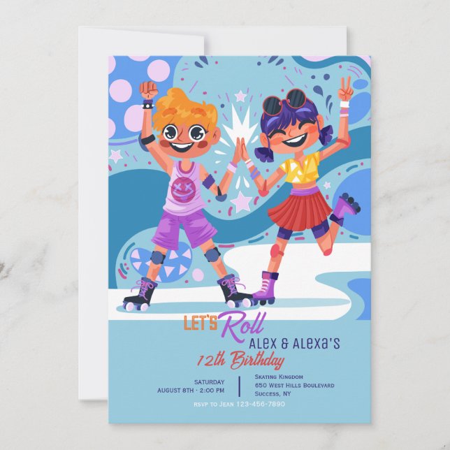 Roller Skating Kids Invitation (Front)