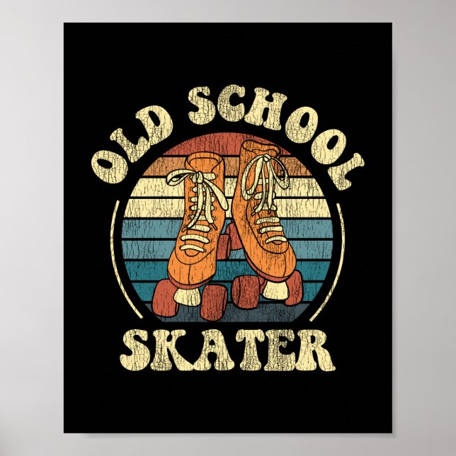 Roller Skating Old School Skater 1970S Retro Poster (Front)