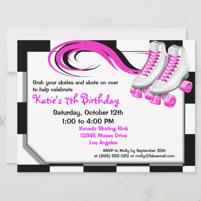 Roller Skating Party Custom Invitations (Front)