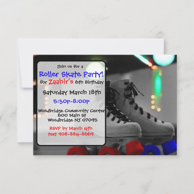 Roller Skating Party invitation (Front)