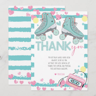 Roller Skating Pastel Birthday Thank You Card