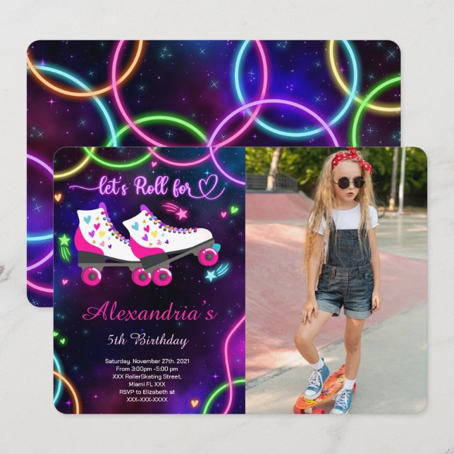 Roller Skating Photo Invitation (Front/Back)