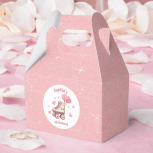 Roller Skating Pink Glitters Girl's Birthday Favor Box