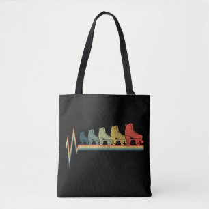 Roller Skating Roller Skate Heartbeat Water Colour Tote Bag