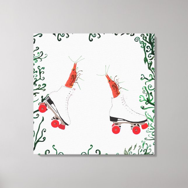 Roller Skating Shrimps  Wall Art (Front)