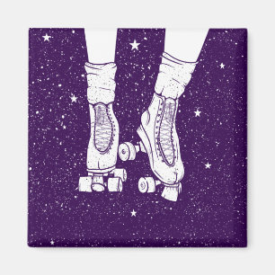 Roller skating space universe scene. magnet