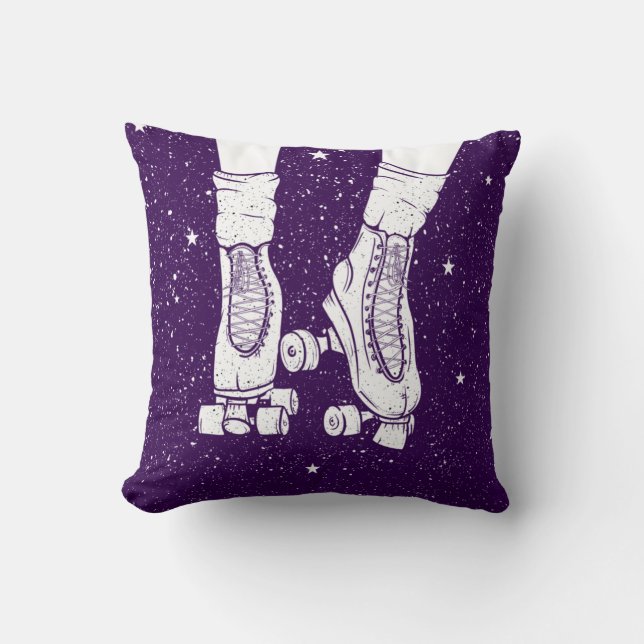 Roller skating space universe scene. throw pillow (Front)