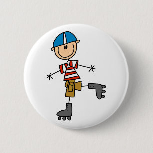 Roller Skating Stick Figure 2 Inch Round Button