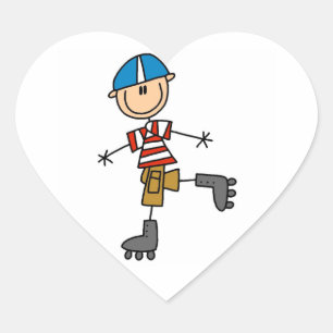Roller Skating Stick Figure Heart Sticker