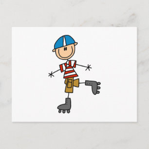 Roller Skating Stick Figure Postcard