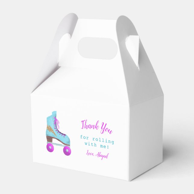 Roller Skating Thank You Birthday Party Favor Box (Front Side)