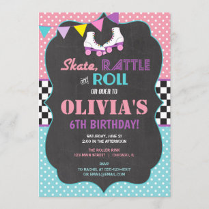 Roller Sking Invitation fête d'anniversaire