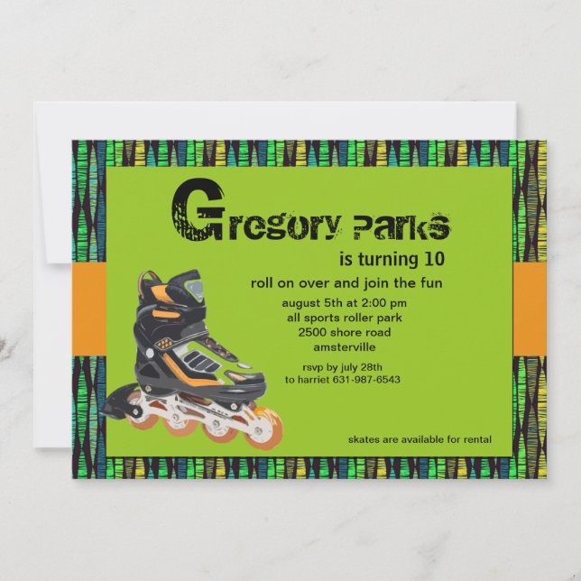 Rollerblade Party Invitation (Front)