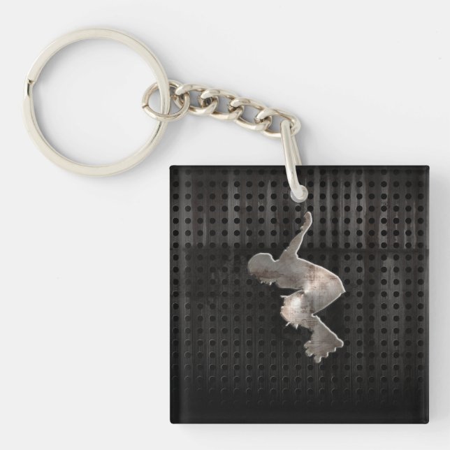 Rollerblading; Cool Black Keychain (Front)