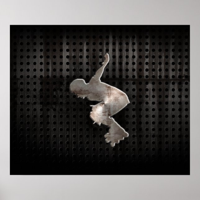 Rollerblading; Cool Black Poster (Front)