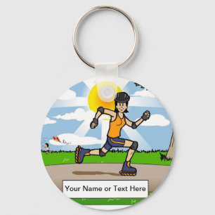 Rollerblading Female Cartoon by PrintedPerfection Keychain
