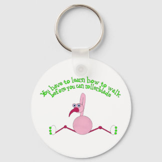 Rollerblading Flamingo Keychain